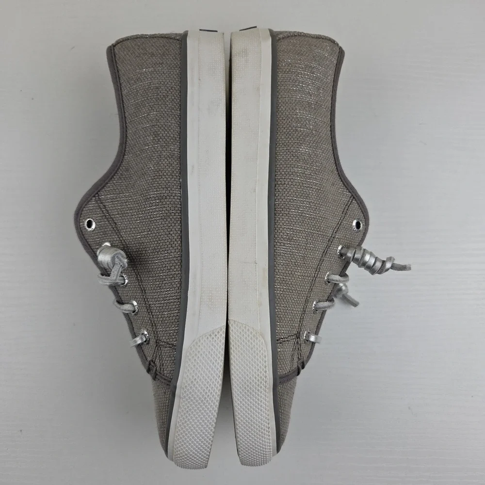 Sperry Top-Sider Seacoast Gray Silver‎ Metallic Canvas Women's Sneaker Size 7 M